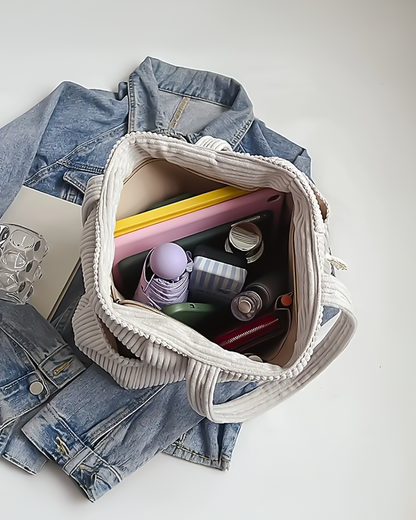 Nube™ – Bolso de pana acanalada con detalle de cordón